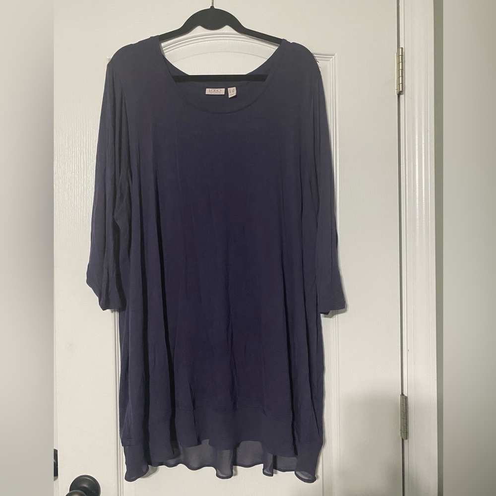 Logo by Lori Goldstein Women's Navy Top Size 3X